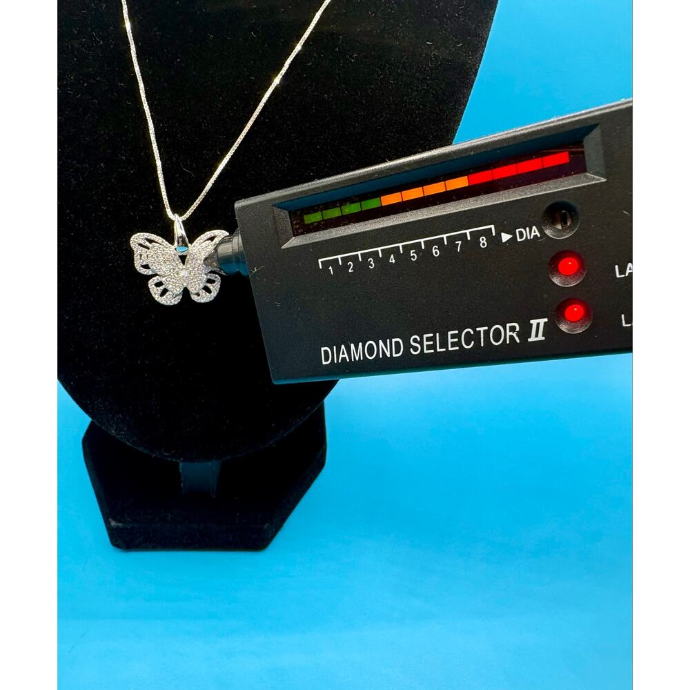 NEW 1.25CTW Moissanite Butterfly Pendant & 22" Silver Chain